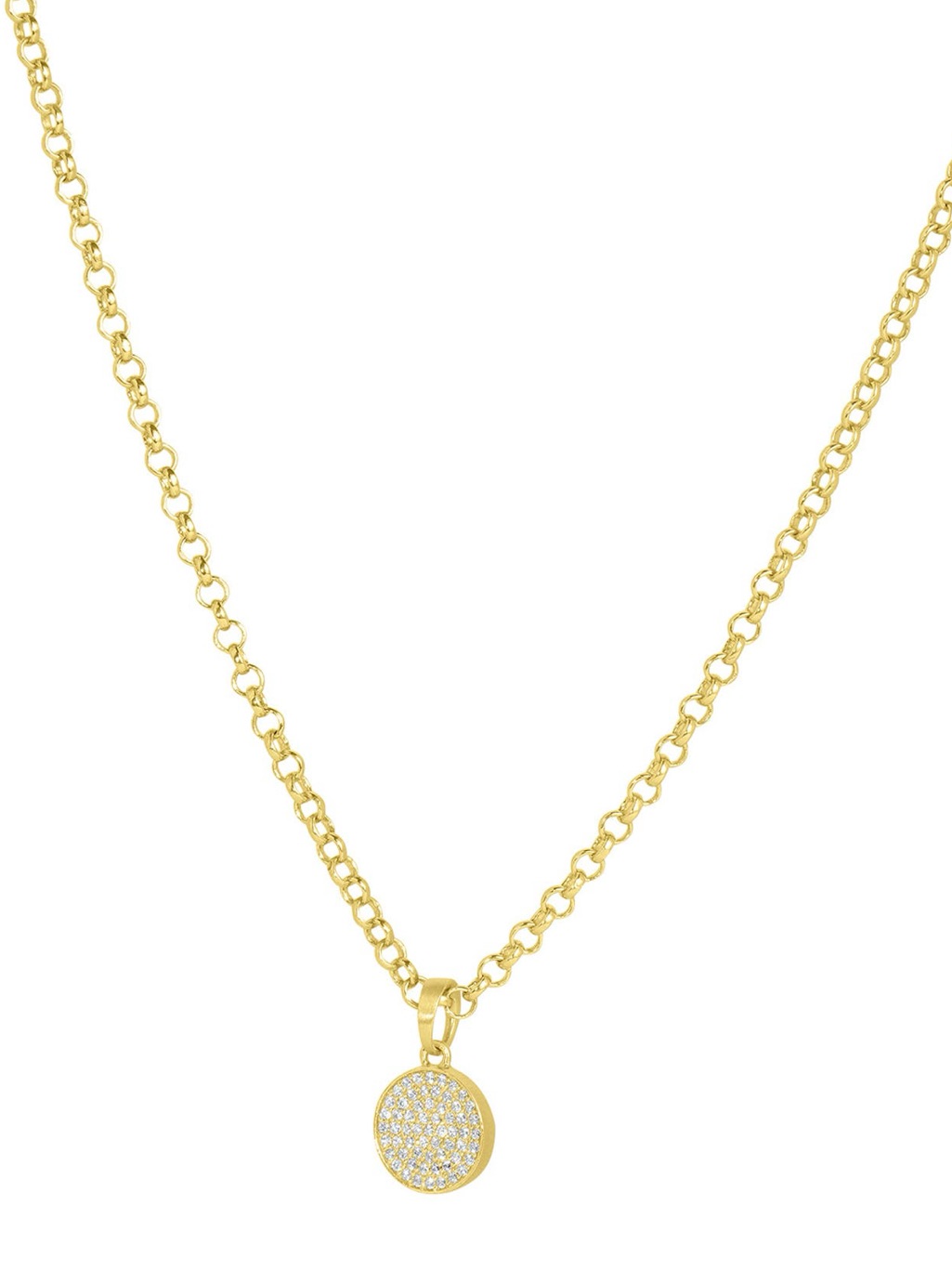 Dean Davidson Petit Pav Knockout Disc Pendant Necklace White Topaz Gold